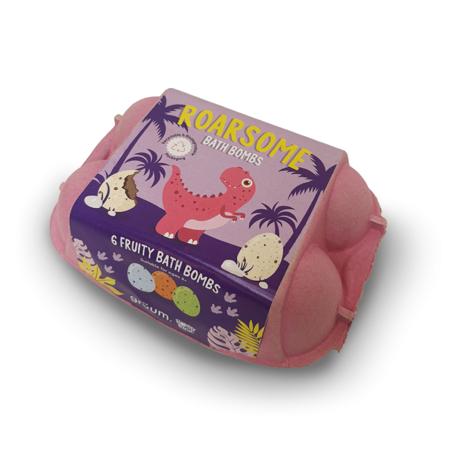 Pink box of fruity bath bombs