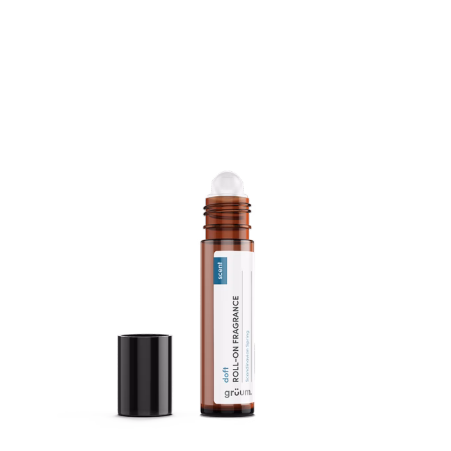 Roll-on fragrance bottle with cap off