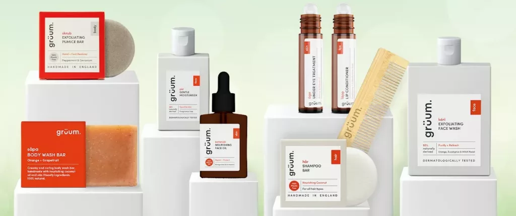 Assorted grooming products on display.