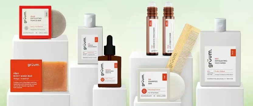 Assorted grooming products on display.