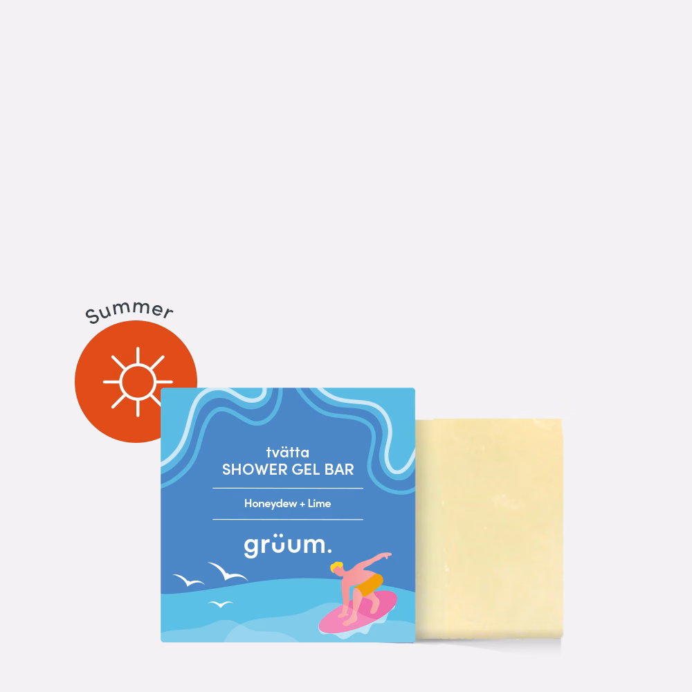 Shower gel bar with summer design.