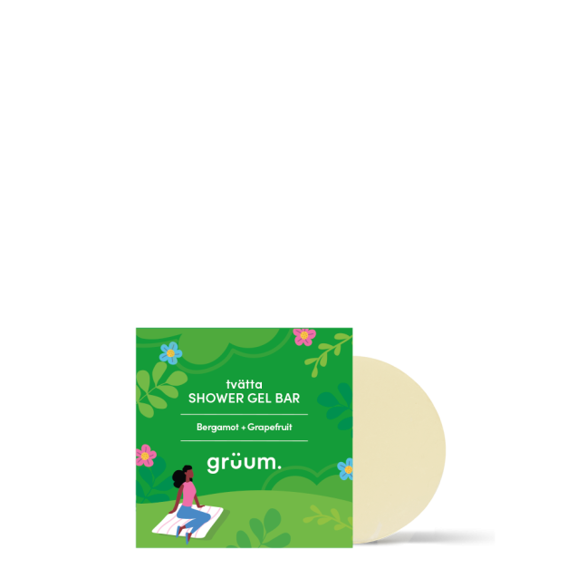 Green shower gel bar packaging