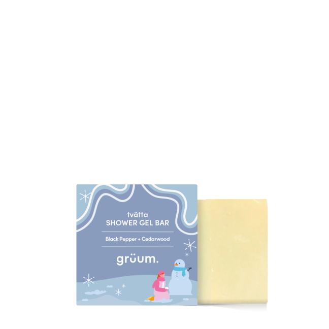 Shower gel bar, festive box, soap exposed.