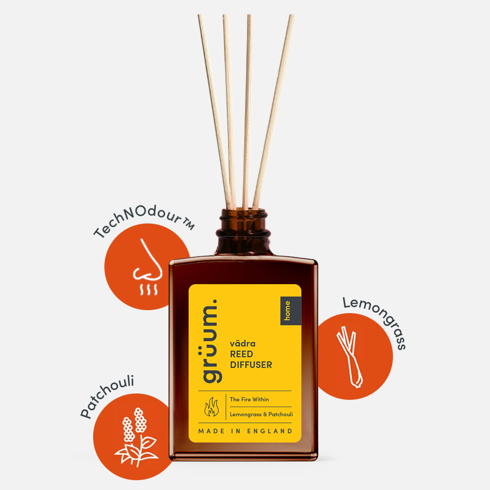 Reed diffuser with lemongrass and patchouli