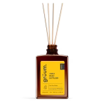 Brown reed diffuser with label