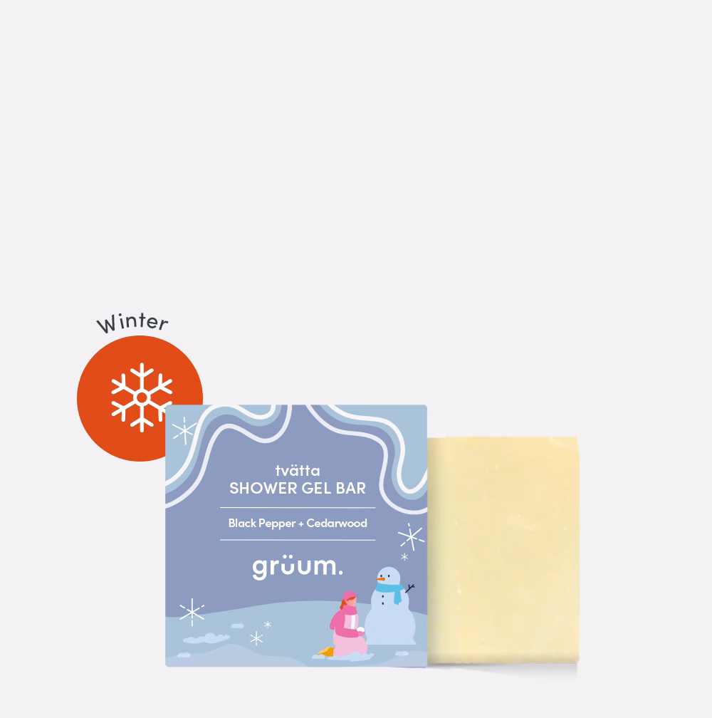 Shower gel bar with winter theme