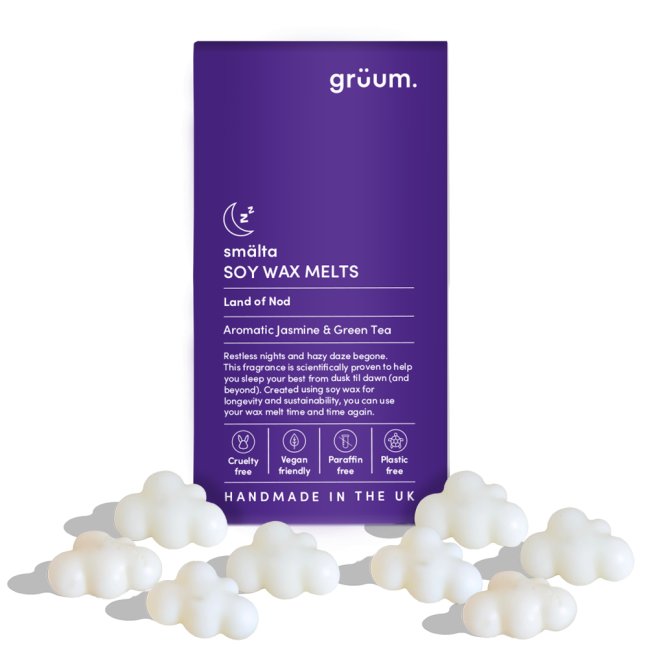 Purple soy wax melts pack with white melts.