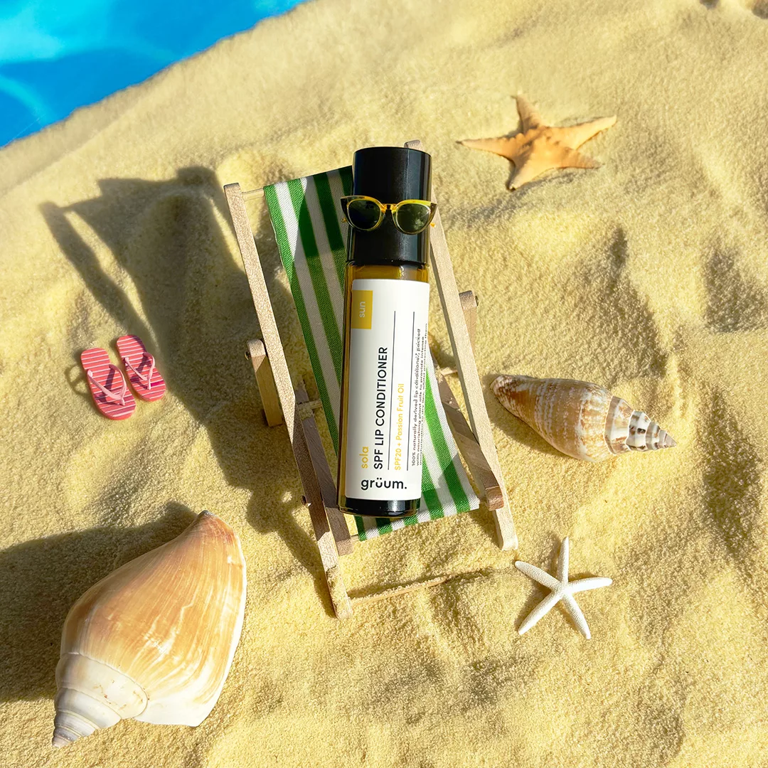 Lip conditioner on beach chair