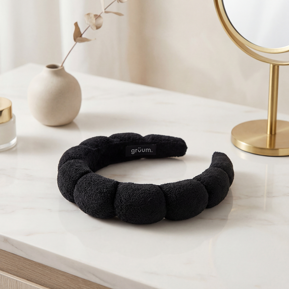 Black headband on marble table