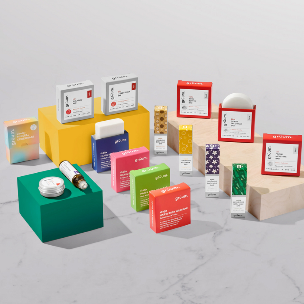 Assorted skin care products on display