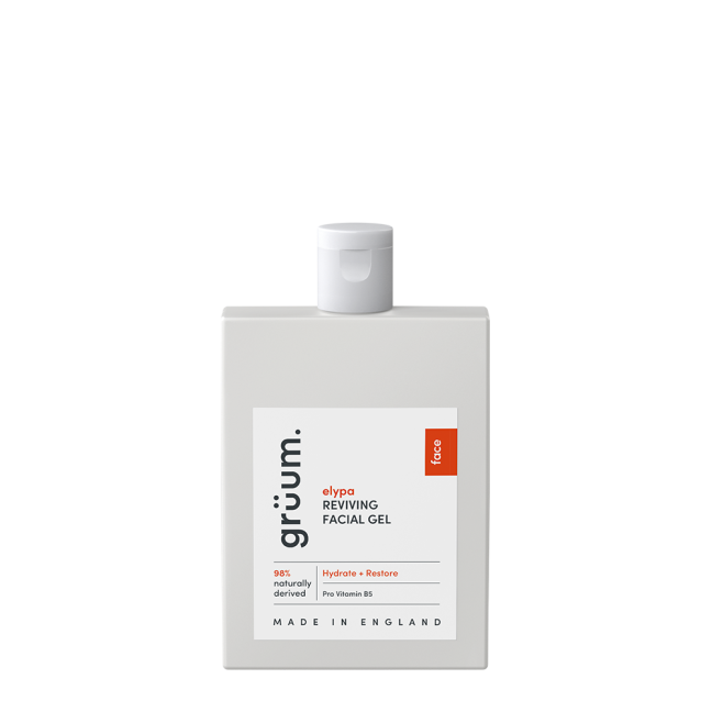 Facial gel in white bottle