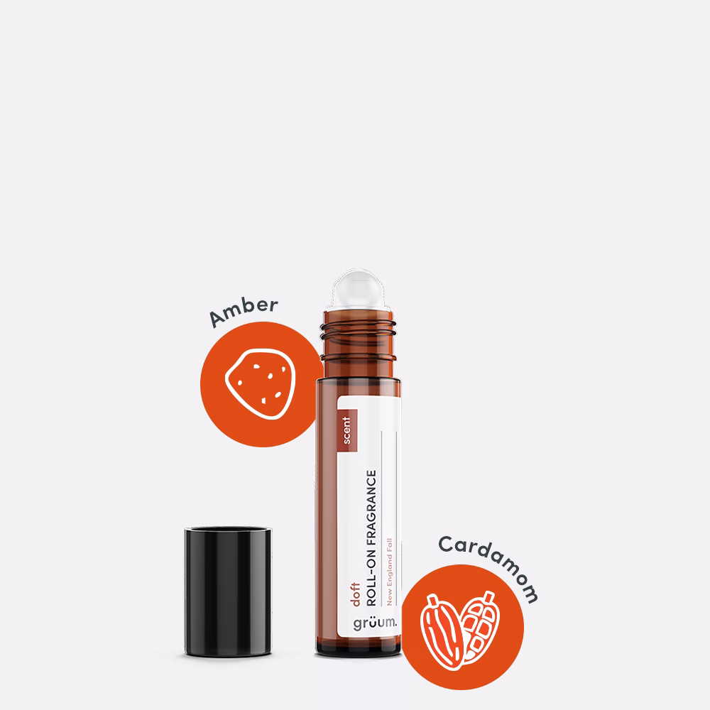 Roll-on fragrance with amber and cardamom