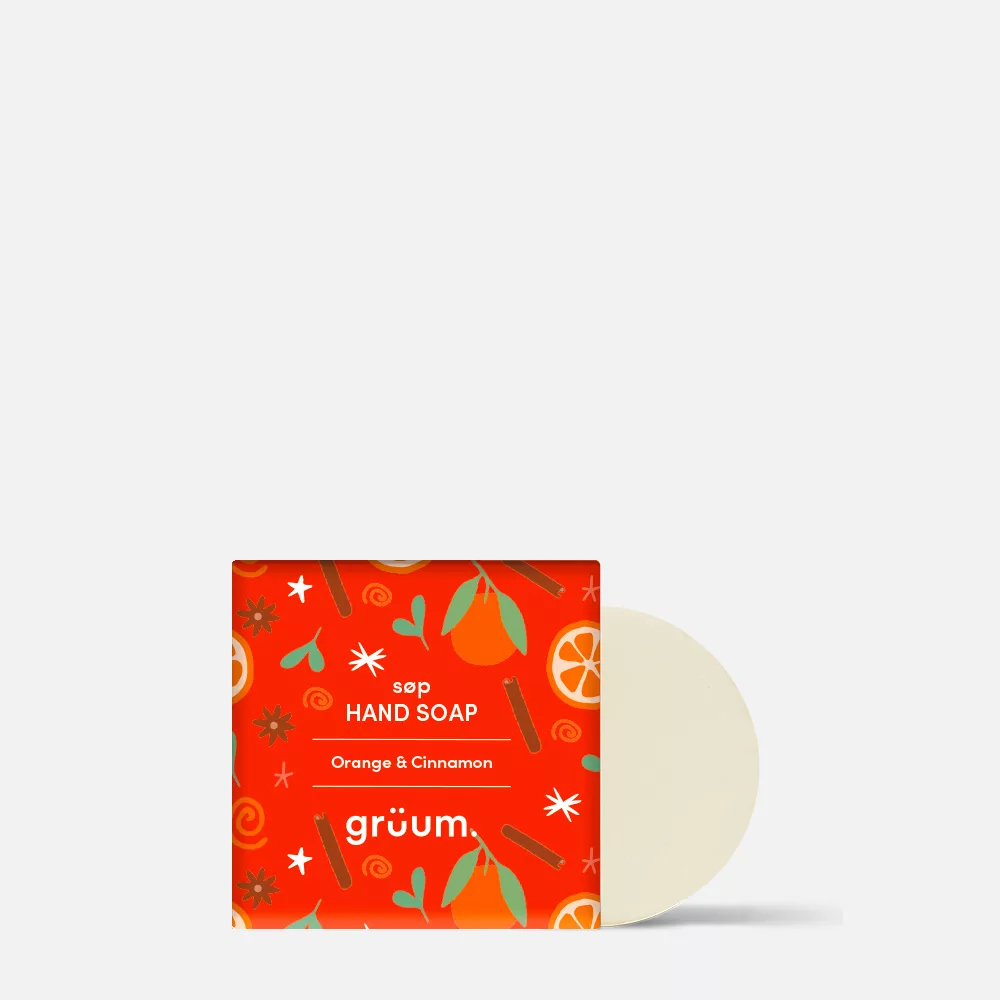 Orange and cinnamon hand soap packaging