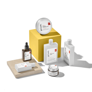 Skincare products on display