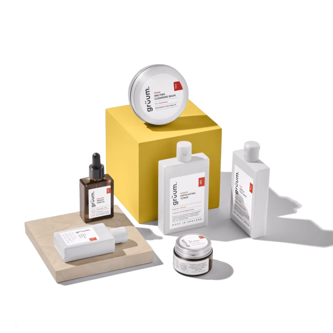 Skincare products on display