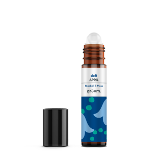 Brown roller bottle with blue pattern