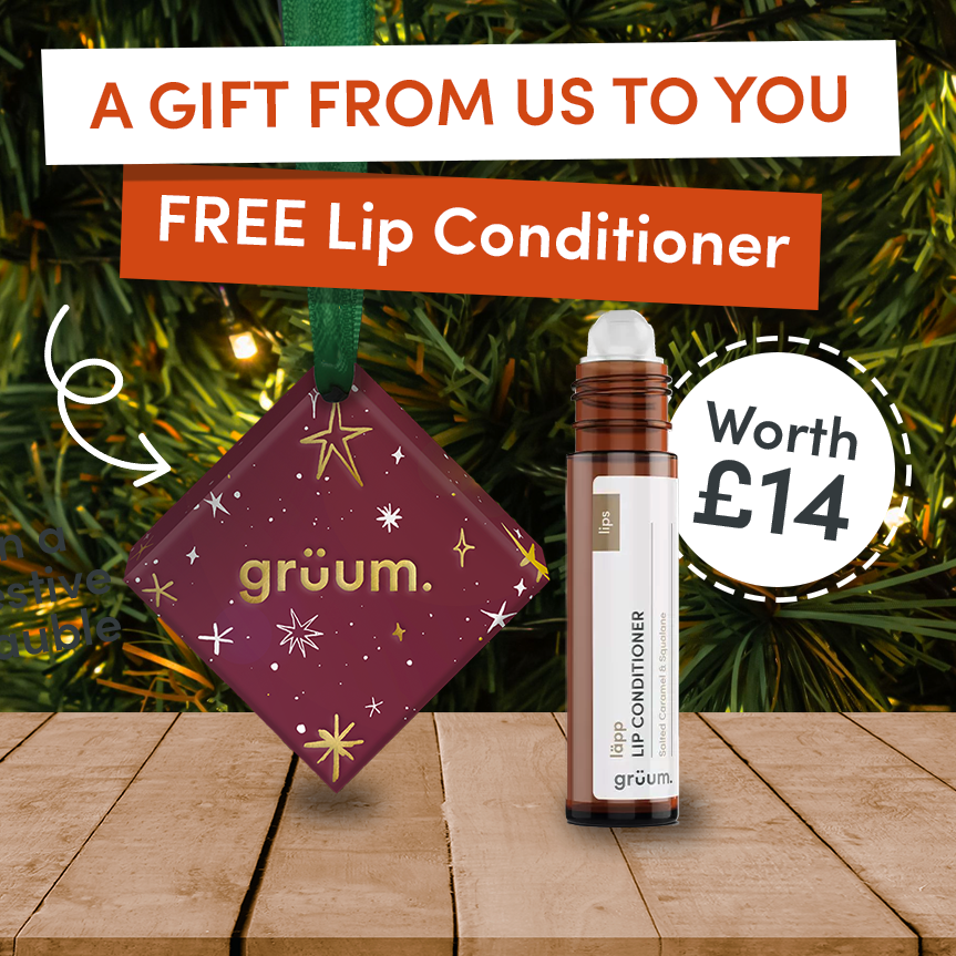 Free lip conditioner promotion on Christmas tree.
