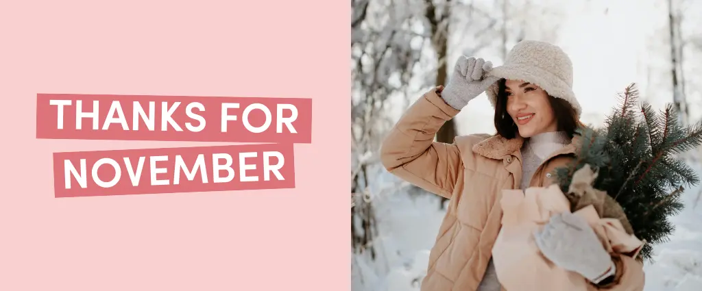 Woman holding pine branches in winter
