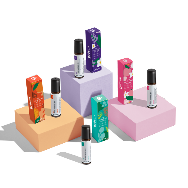 Colorful serum bottles on blocks