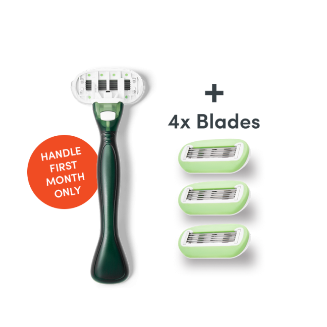 Razor with extra blades and offer label