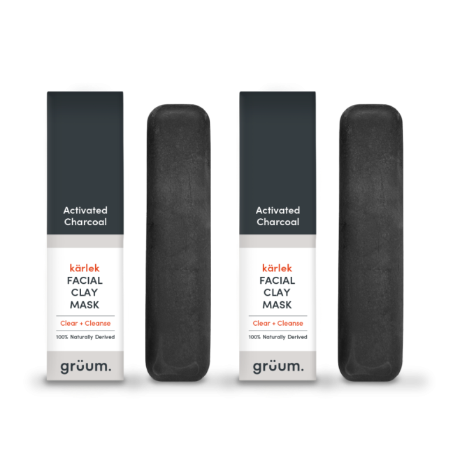 Two charcoal facial clay masks.