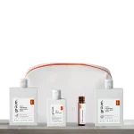 Personal care set with white pouch