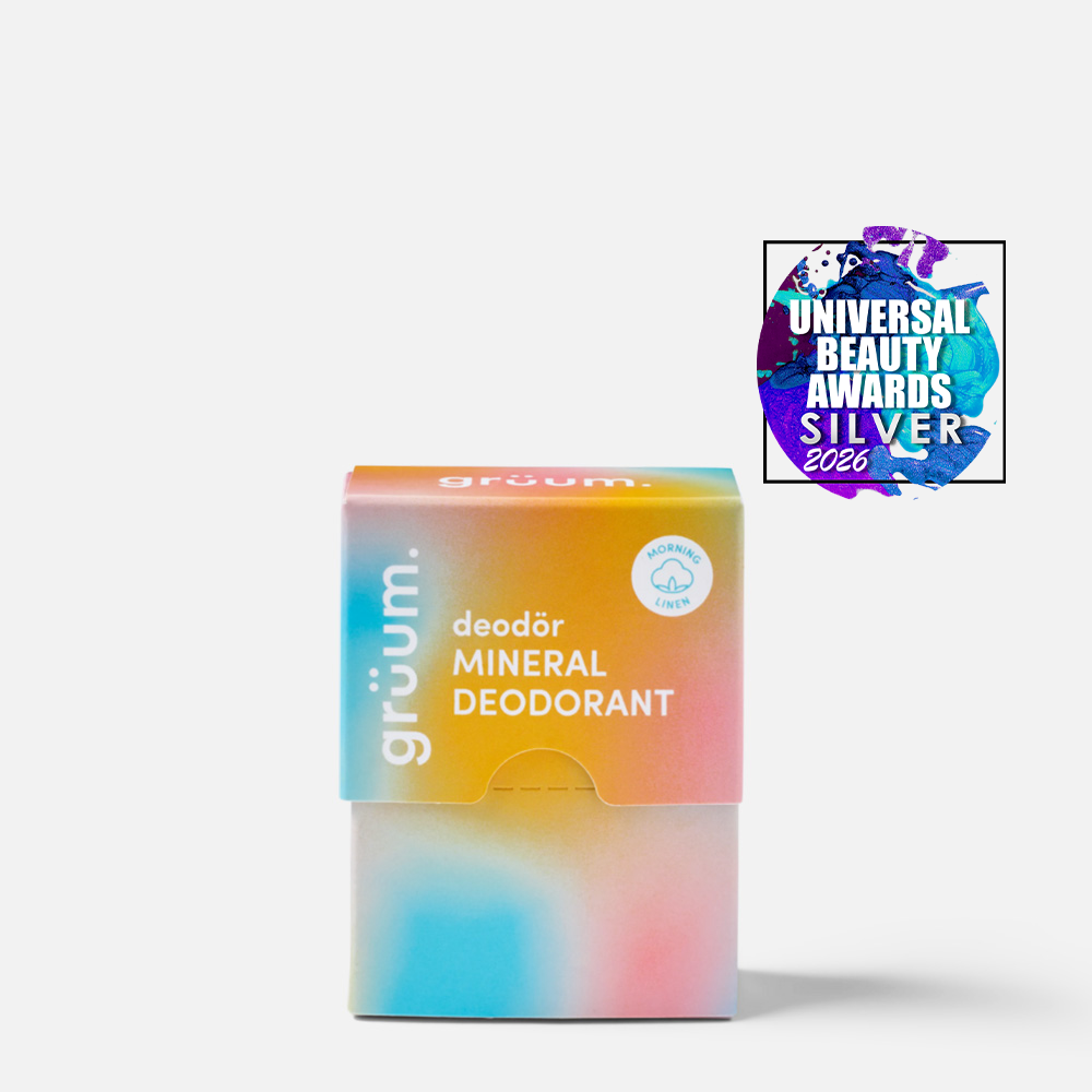 Colorful deodorant box with award badge