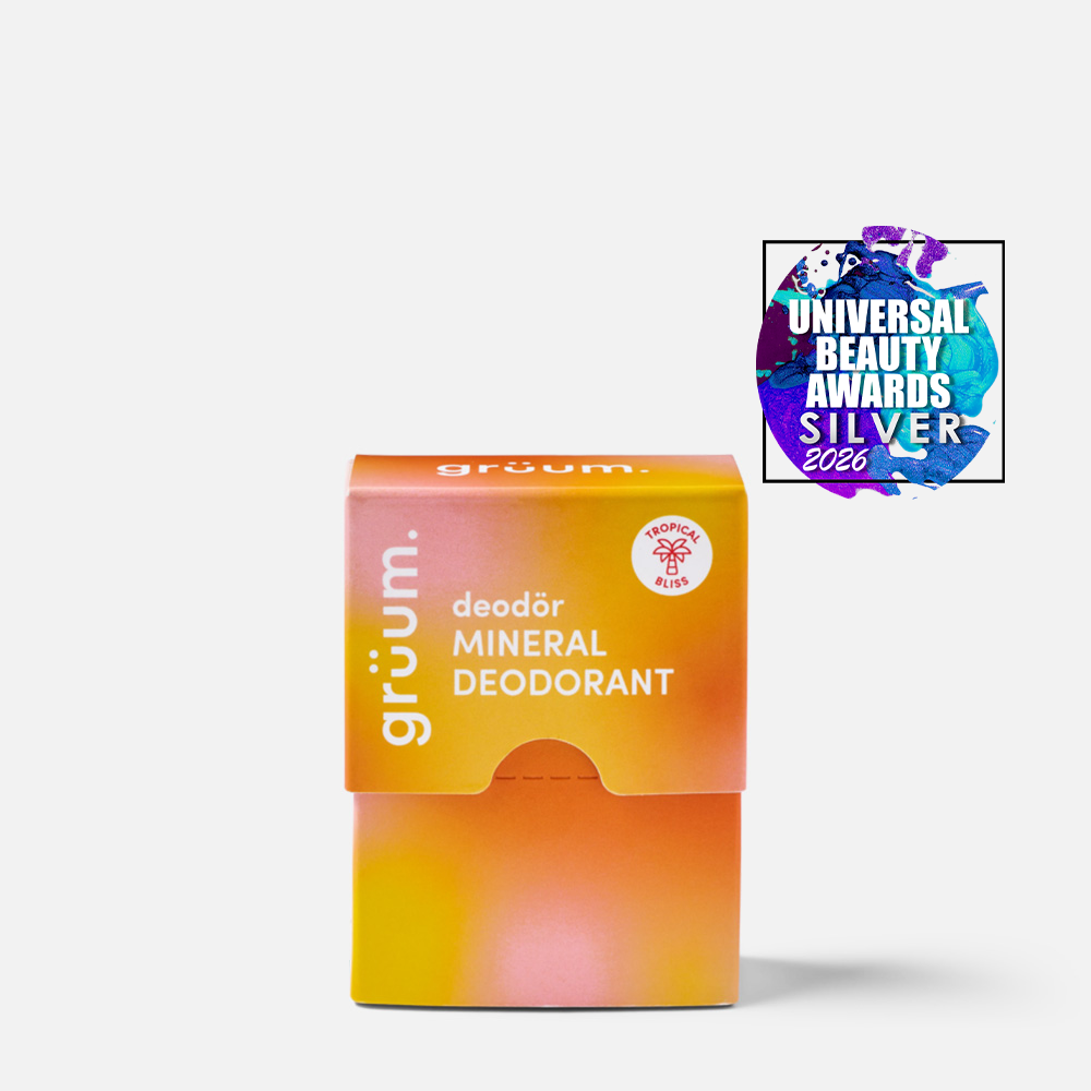 Orange deodorant box with award badge.