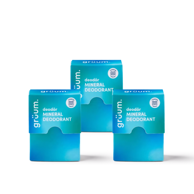 Three boxes of mineral deodorant