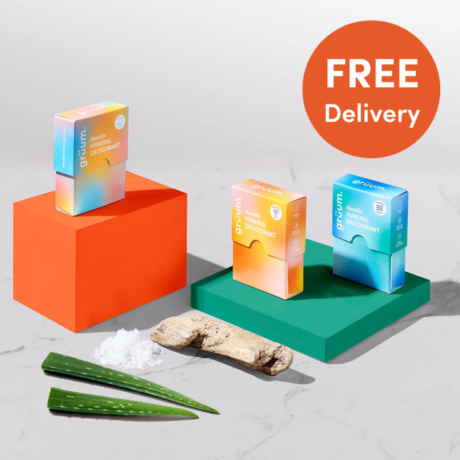 Deodorant boxes with aloe and driftwood.