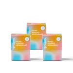 Three colorful deodorant boxes.