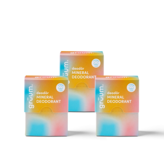 Three colorful deodorant boxes.