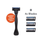 Razor with four replacement blades