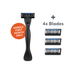 Razor with four replacement blades