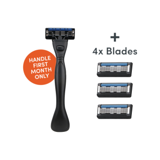 Razor with four replacement blades