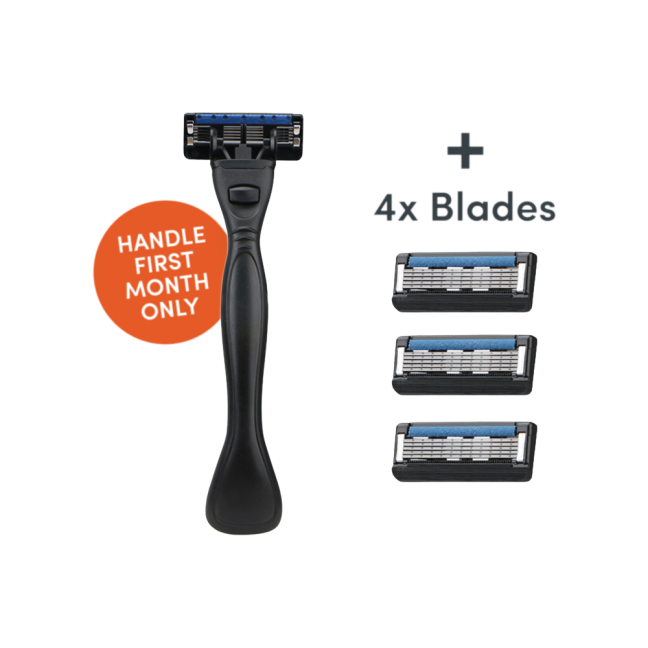 Razor with four replacement blades