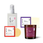 Gruum skincare and candle products on display.