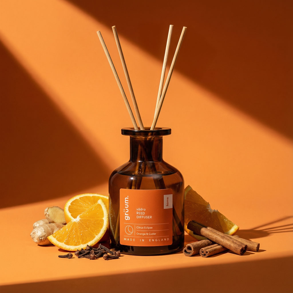 Reed diffuser with citrus and spices