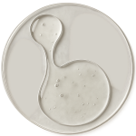 Clear liquid blob on transparent circle