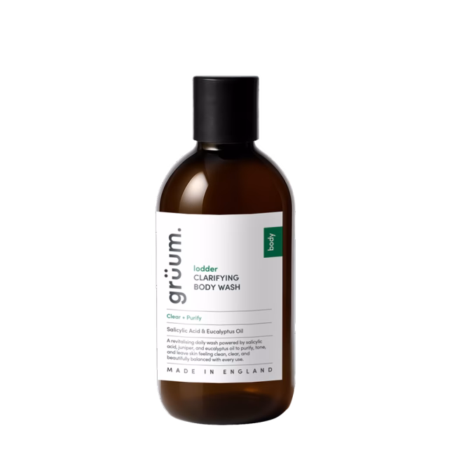 Bottle of clarifying body wash