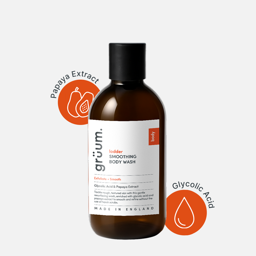 Bottle of smoothing body wash