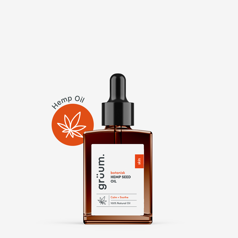 Brown bottle of hemp seed oil