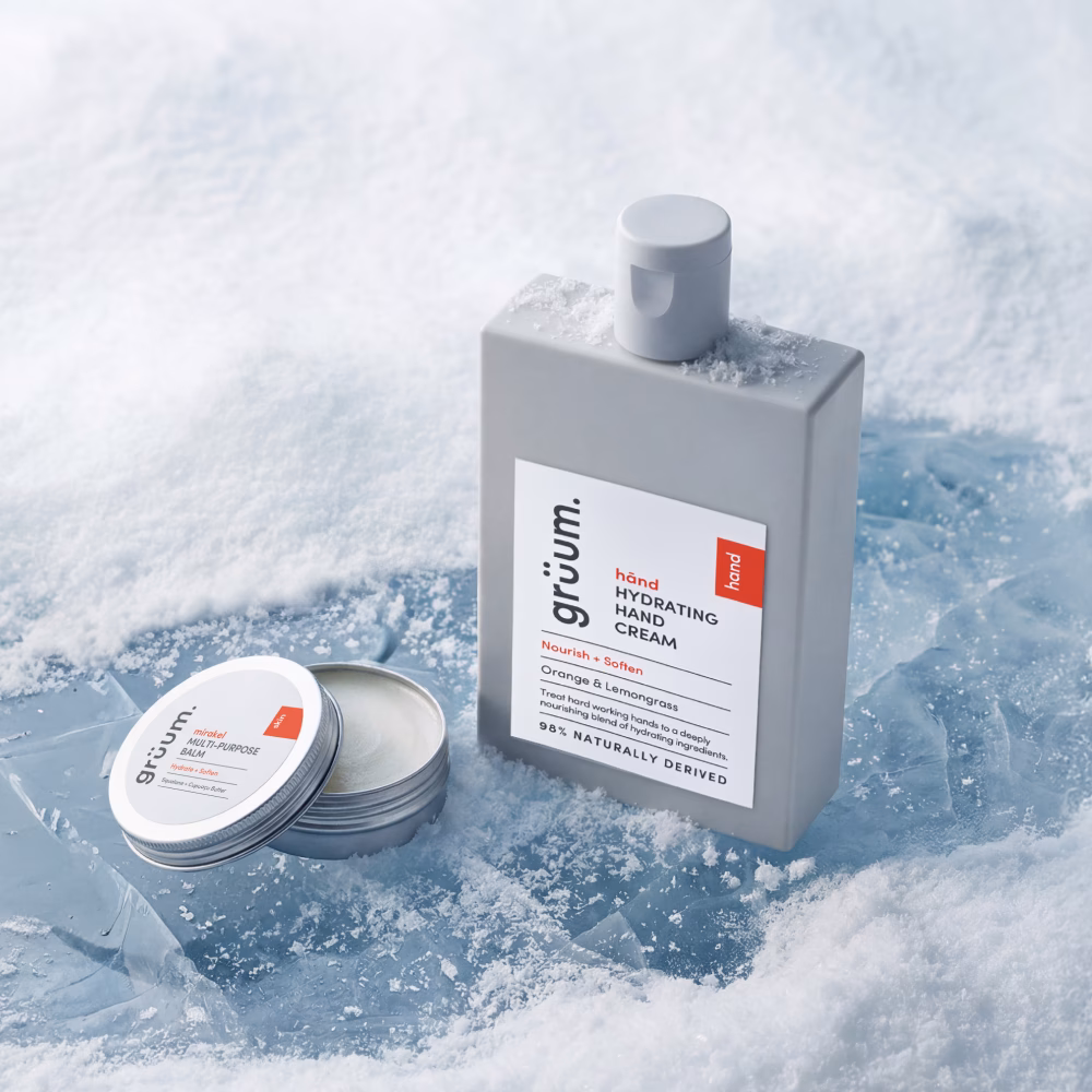 Hand cream and balm on ice