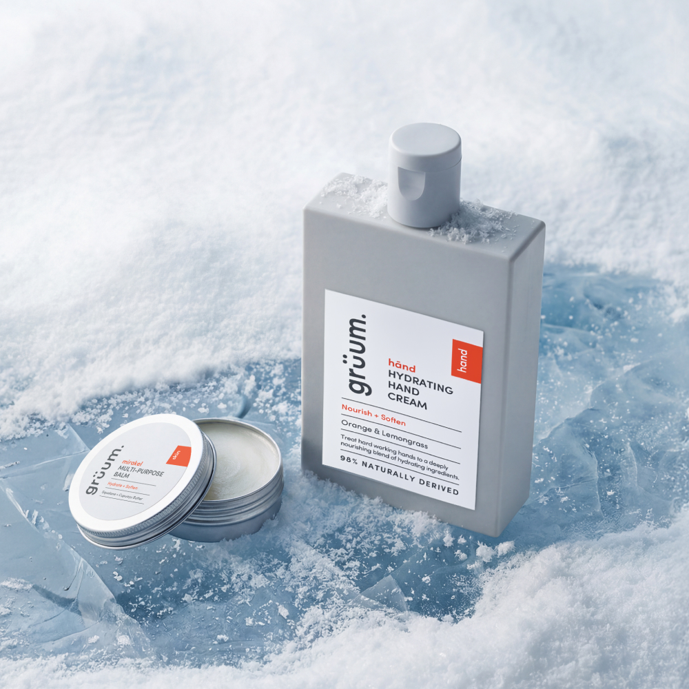 Hand cream and balm on ice