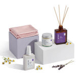 Spa products with flowers and fabric