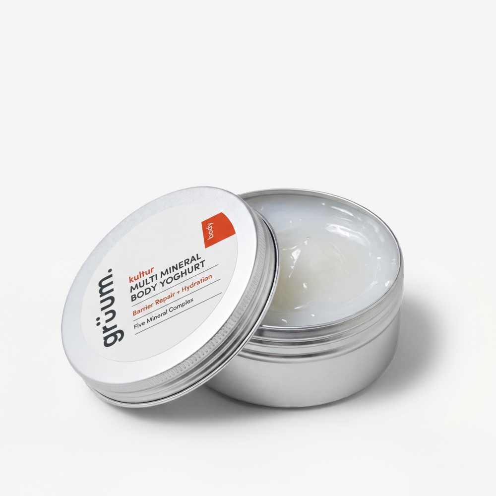 Metal tin with white cream inside