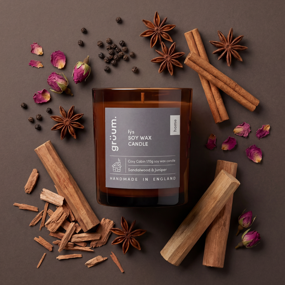 Soy wax candle with spices and flowers