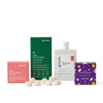 Five grooming products and bars displayed.