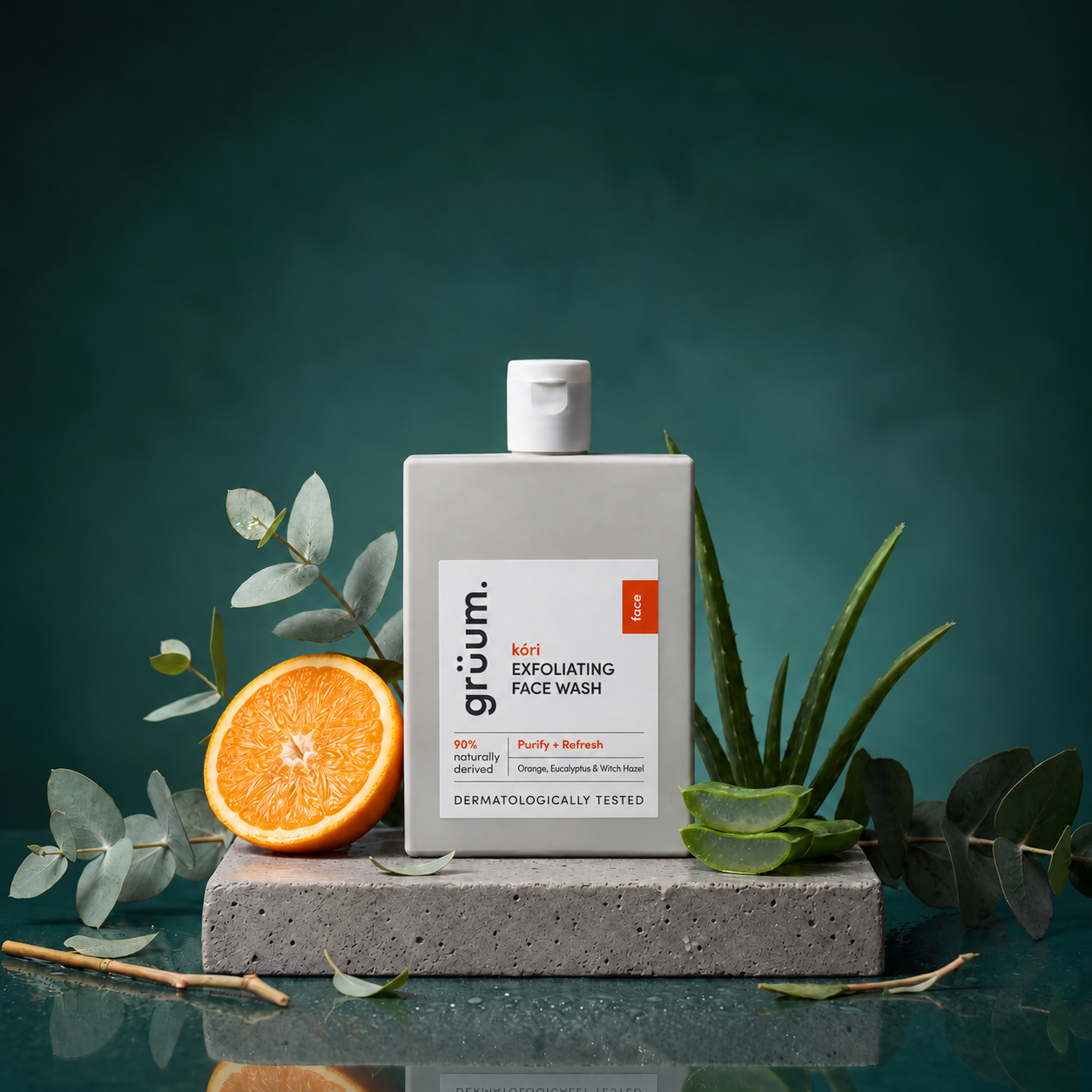kóri exfoliating face wash bottle