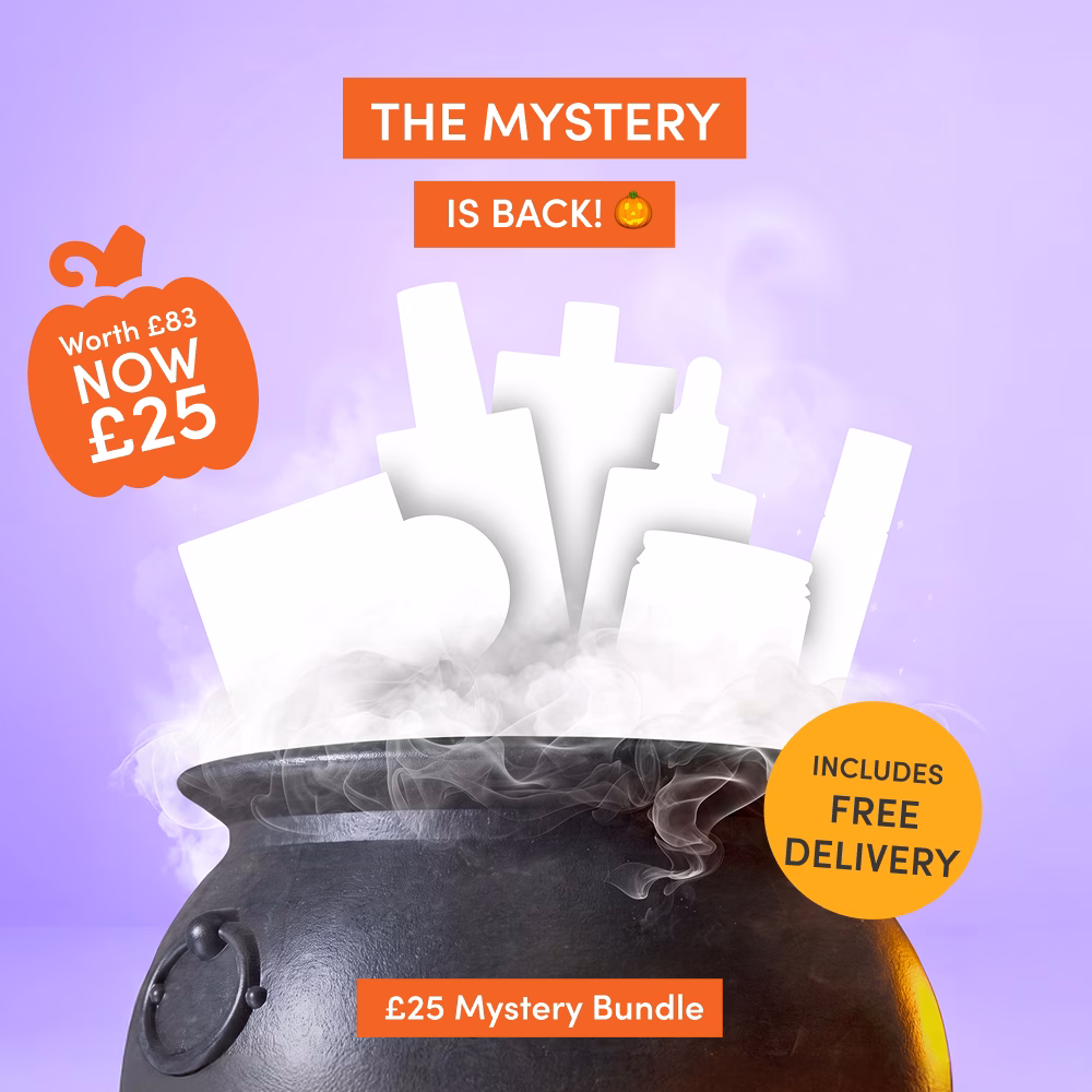 Cauldron with smoky mystery beauty product silhouettes